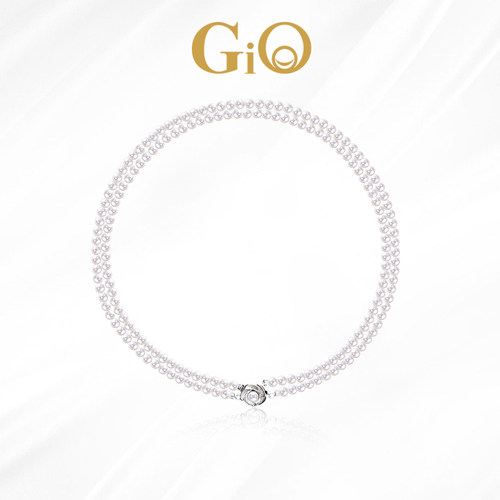GiO淡水珍珠项链双层锁骨链