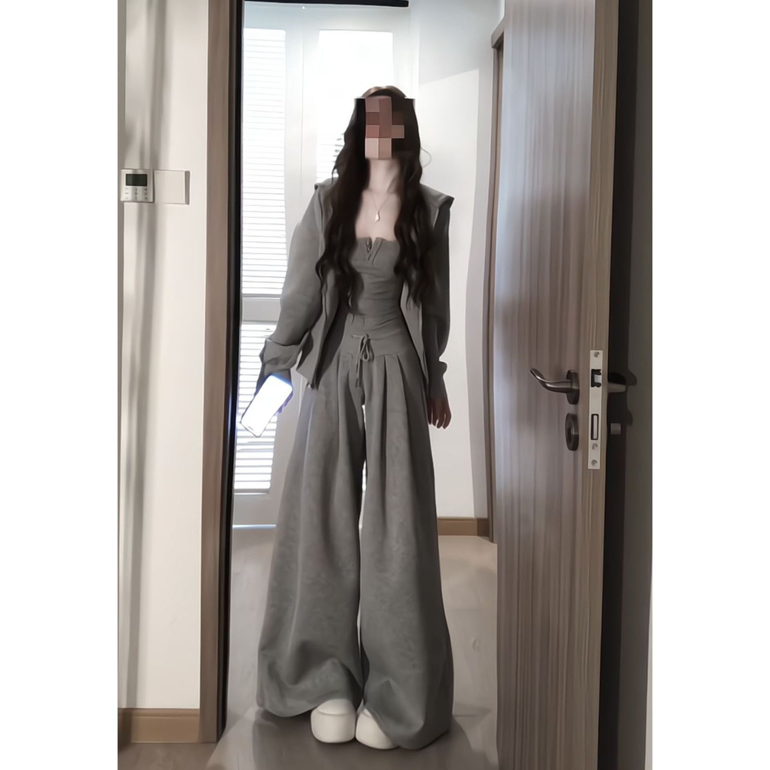纯棉运动服套装女秋季学生韩版宽松时尚卫衣阔腿裤休闲两件套跑步