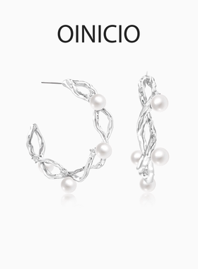 [新年礼物]张予曦同款OINICIO初印月震系列贝珠交错缠绕纹理耳圈