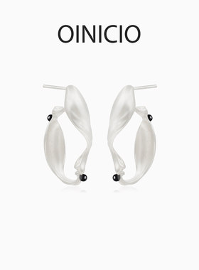 OINICIO初印月震系列气质黑玛瑙珠珠半圆镂空耳环高级感镂空耳饰