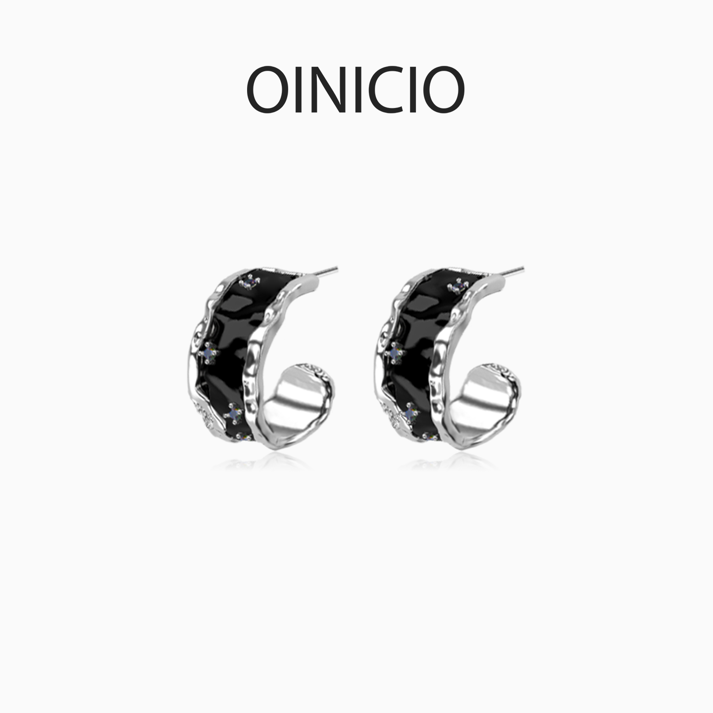 OINICIO黑滴胶耳钉送男友