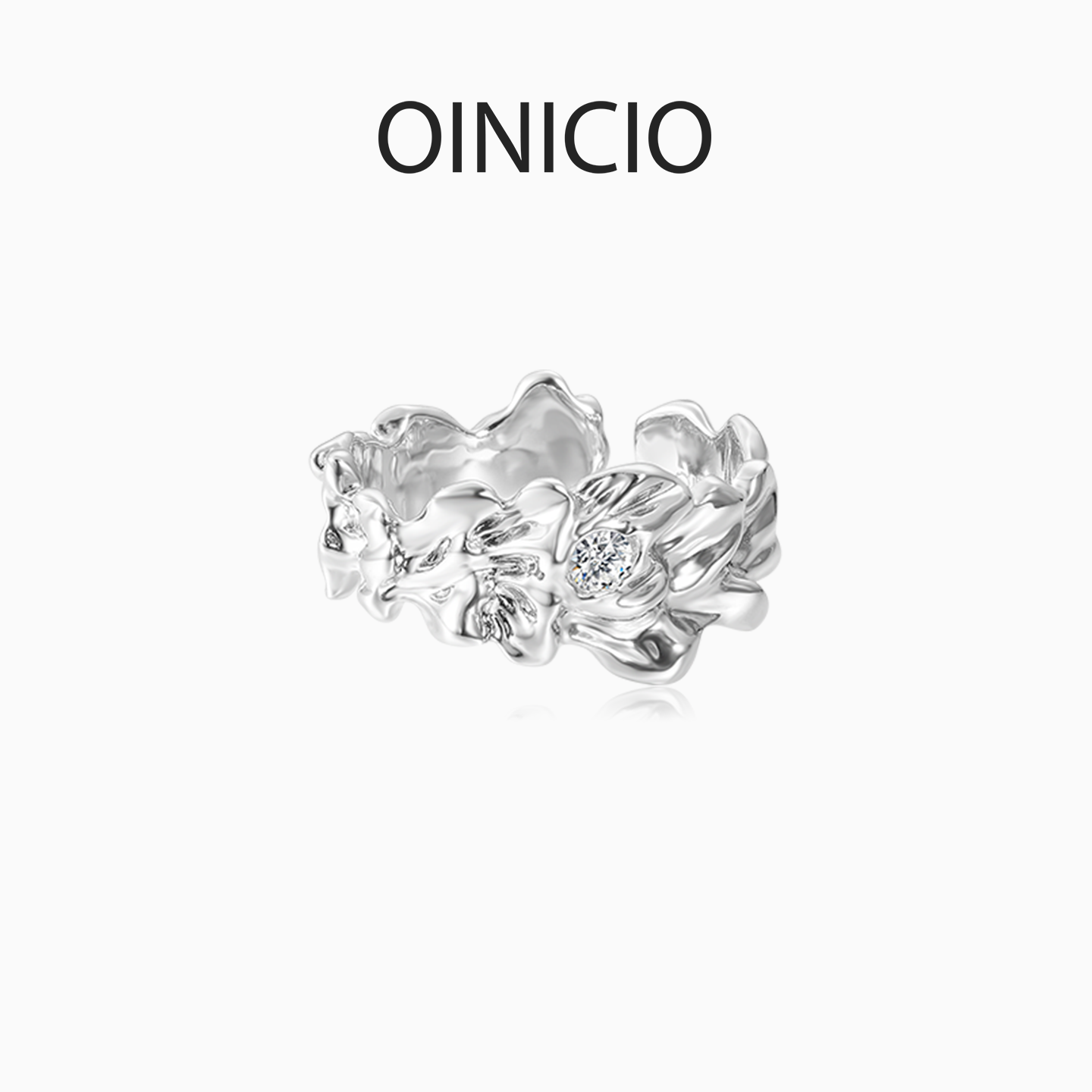 OINICIO初印925银珊瑚白锆石戒指