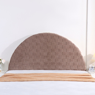 半圆形床头罩不规则老式木床头弧形床头套全包凹凸软包靠垫保护套
