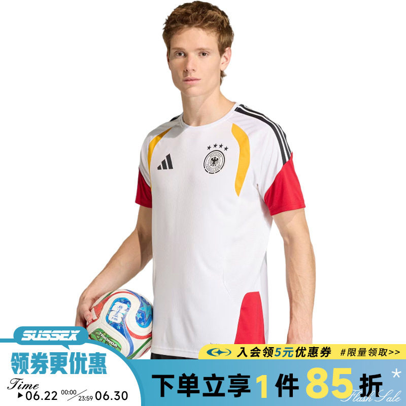 阿迪达斯春季男子德国足球运动休闲圆领短袖T恤KB4440 - 实物图