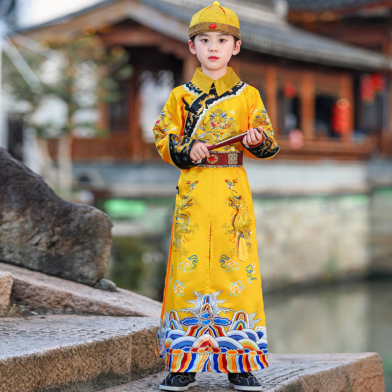 儿童古装清朝阿哥贝勒汉服男孩龙袍皇帝帅气满族太子男童演出服装