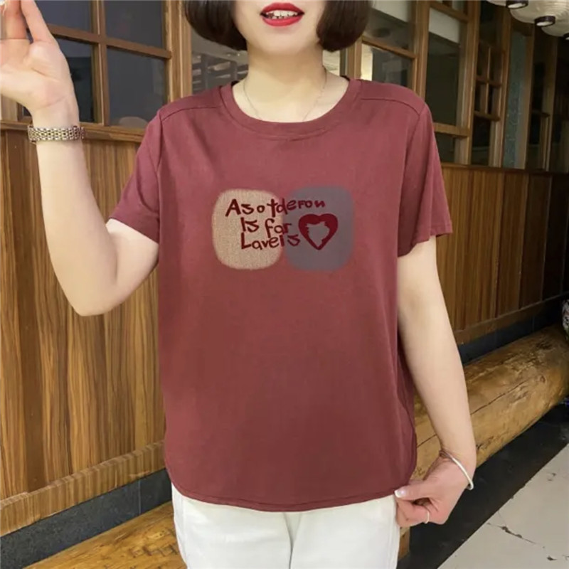 妈妈夏装棉质短袖t恤女宽松半袖小衫夏季新款中老年大码百搭上衣