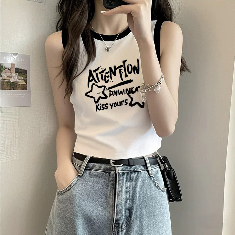 巨好看的撞色小背心女外穿2026夏季新款辣妹穿搭高级感无袖短上衣