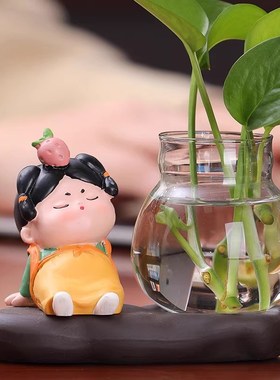 唐仕女间爱桌面房创家居装饰品摆件客厅茶桌办公S室博古架可意摆