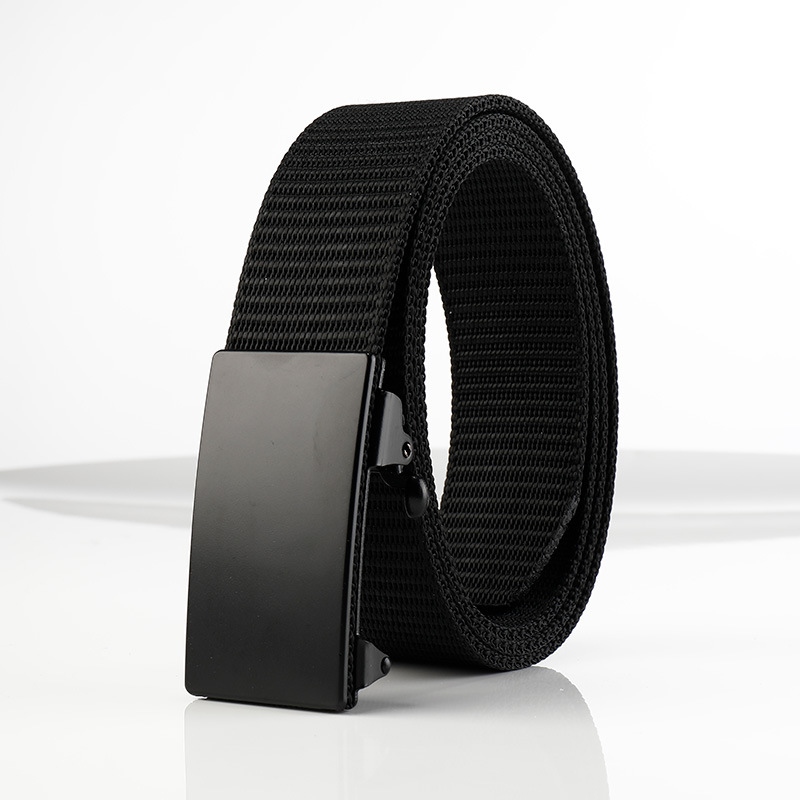 新款尼龙帆布编织腰带无牙自动扣男休闲配牛仔裤皮带年轻人潮