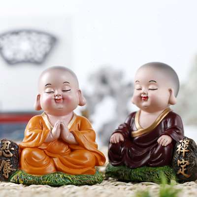 妙工坊 可爱小沙弥摆件 禅意小和尚家居办公室书房茶室创意装饰品