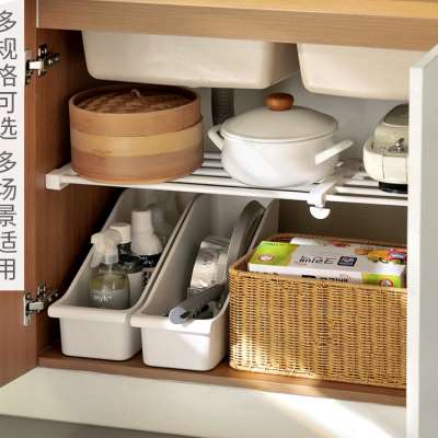 懒角落可伸缩分层置物架衣柜收纳厨房橱柜浴室免打孔分层隔板架子