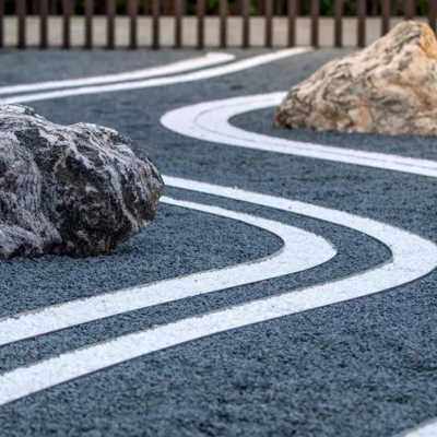 深灰色水洗石米石景观砾石黑色日式枯山水庭院造景装饰花园碎石子