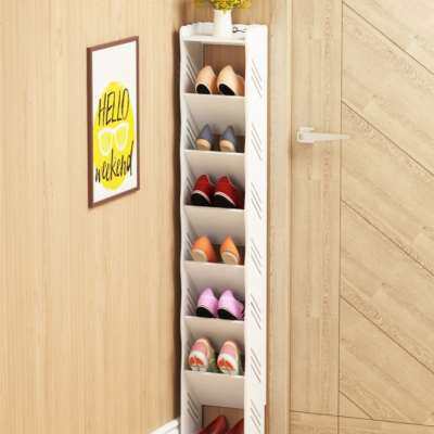 入户极窄17公分薄鞋柜鞋架斜放式进门角落简易多层经济型超薄鞋架