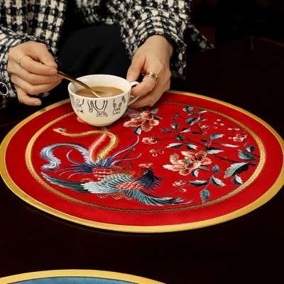 中式餐垫刺绣中国风茶几垫茶桌杯垫高档防烫餐桌垫茶具垫布防滑垫