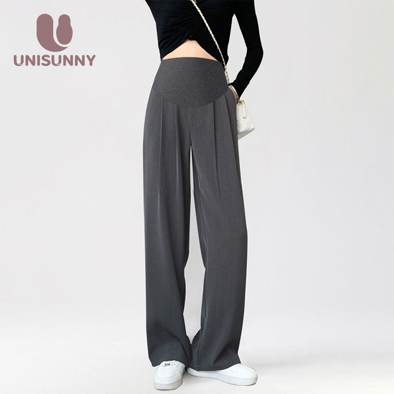 unisunny孕妇西装裤秋冬季外穿孕期休闲托腹长裤加绒直筒阔腿裤子