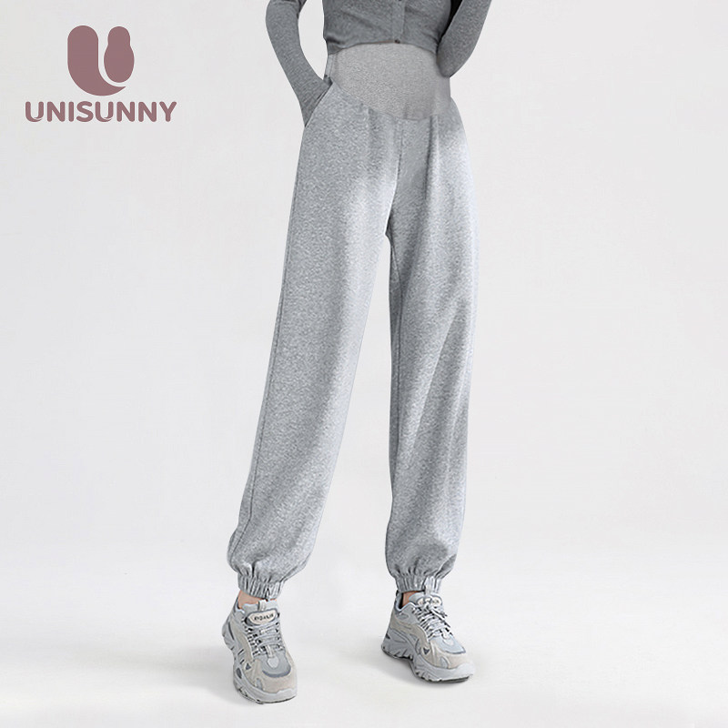 unisunny孕妇裤子春秋装辣妈运动裤秋冬季外穿孕期长裤托腹休闲裤