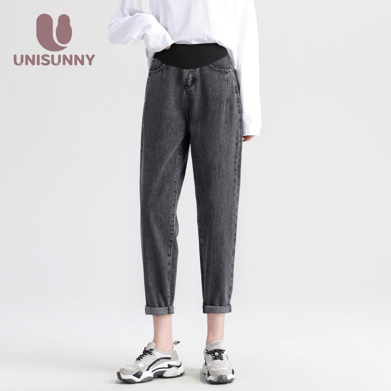 unisunny孕妇牛仔裤春秋外穿托腹裤老爹裤秋冬季孕妇打底裤女秋装