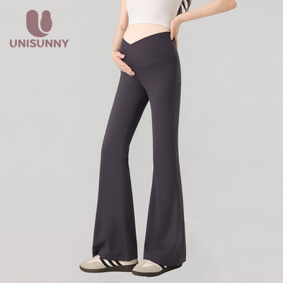unisunny孕妇裤秋外穿孕期不勒肚子新款瑜伽托腹裤喇叭鲨鱼打底裤 — 1
