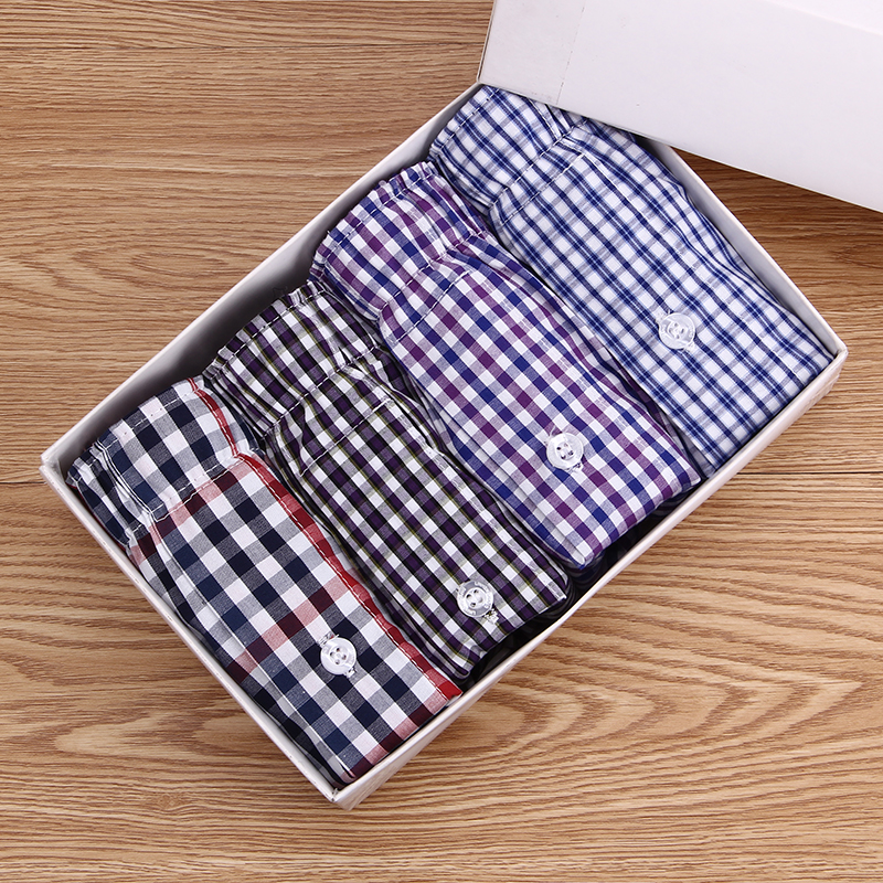 无印风日本原单四条装阿罗裤男士纯棉宽松透气大码平角中腰内裤夏