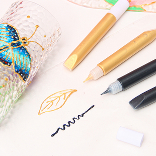 3D金色立体勾线笔diy手绘描边膏免烤金属玻璃丙烯颜料防水 6支