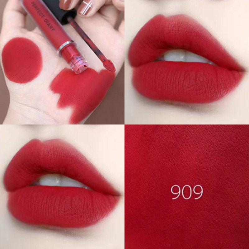 完美日记唇釉909正红色雾面哑光口红大红色显白唇膏大牌官方正品
