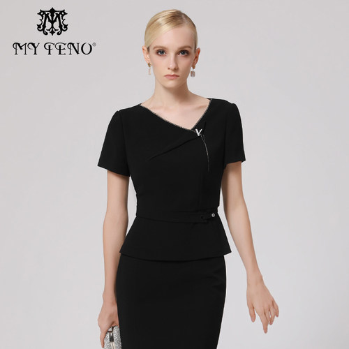 马天奴女装醋纤V领胸针