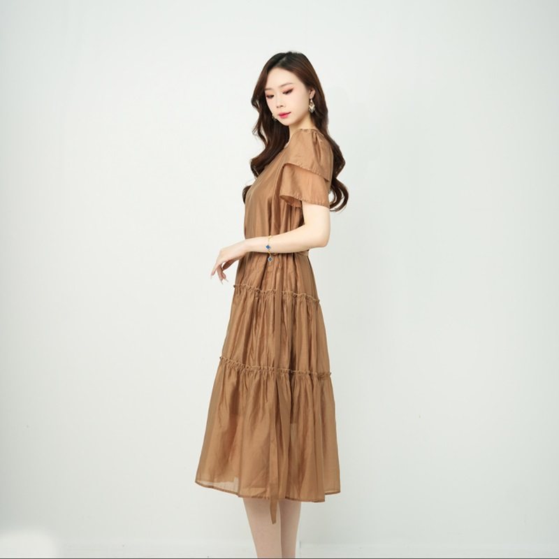 马天奴春夏新款纯色短袖镂空领收腰连衣裙子蛋糕裙气质时尚淑女风,女装/女士精品,连衣裙,淘宝优惠券,粉丝福利购,淘宝优惠卷