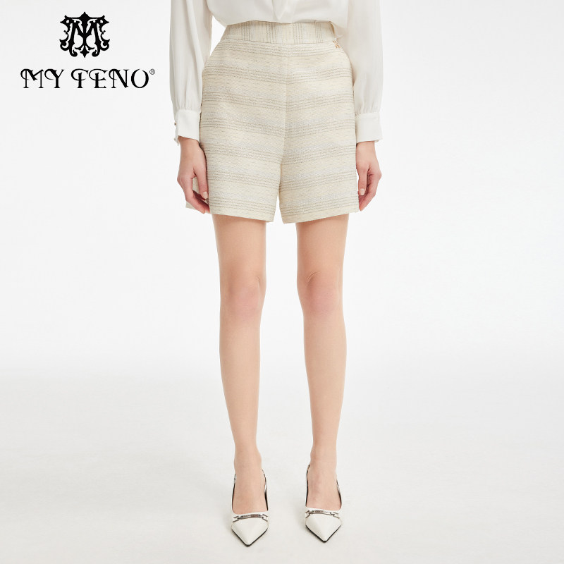 马天奴彩葱粗花呢A字短裤