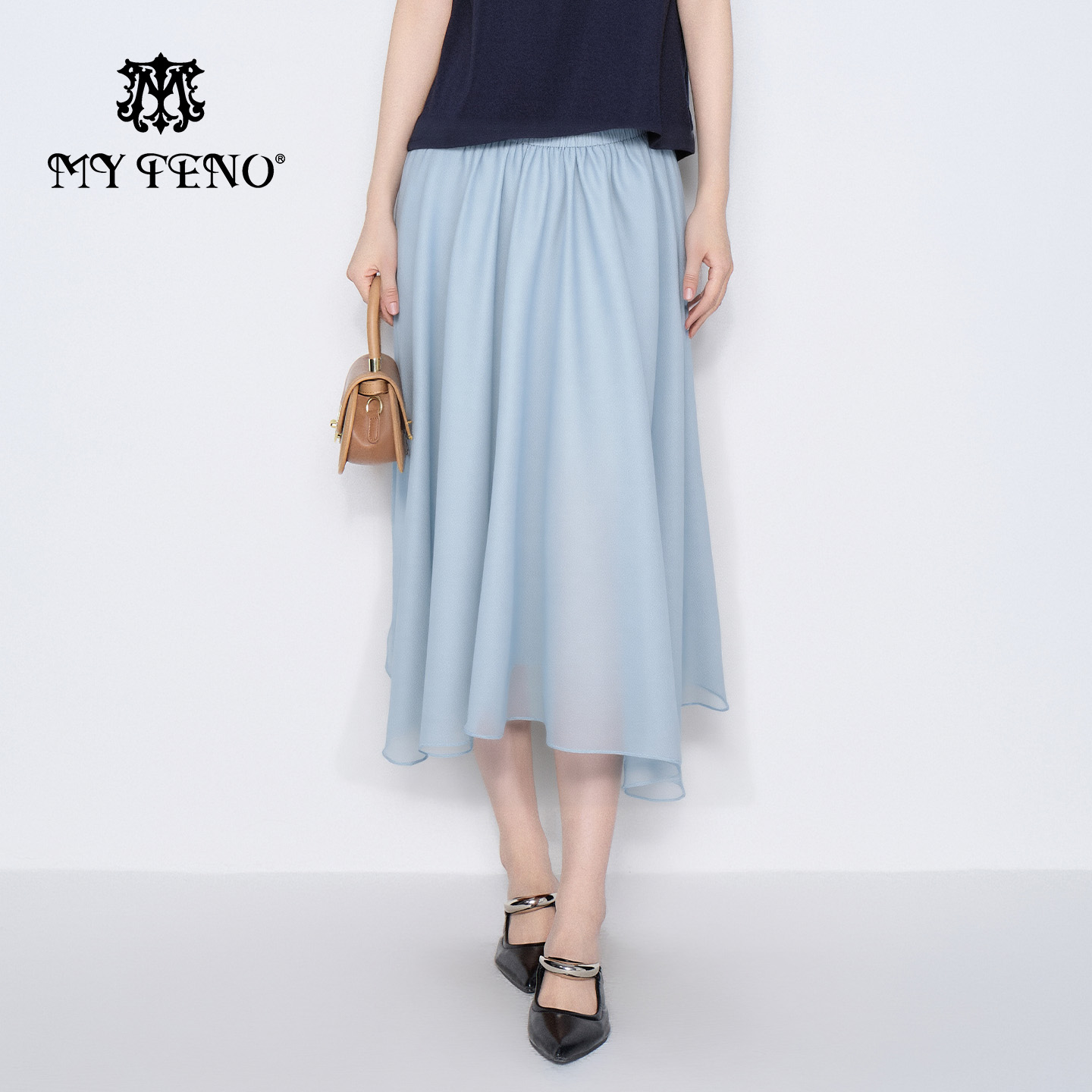 马天奴绿色松紧腰时尚半身裙