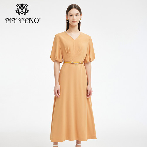 马天奴三醋酸收腰连衣裙