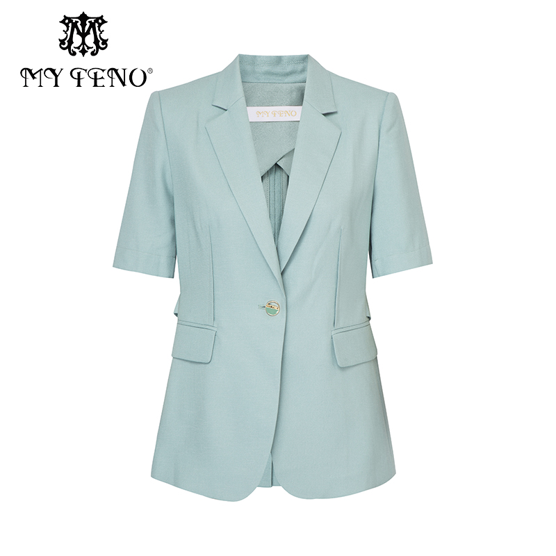 马天奴短袖一粒扣西装外套