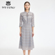 马天奴印花雪纺收腰长款 连衣裙流行裙子时尚 秋冬MRS119DRX0