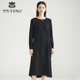 马天奴女装 秋冬纯色圆领拼接针织连衣裙宽松松弛感简约长裙子时尚