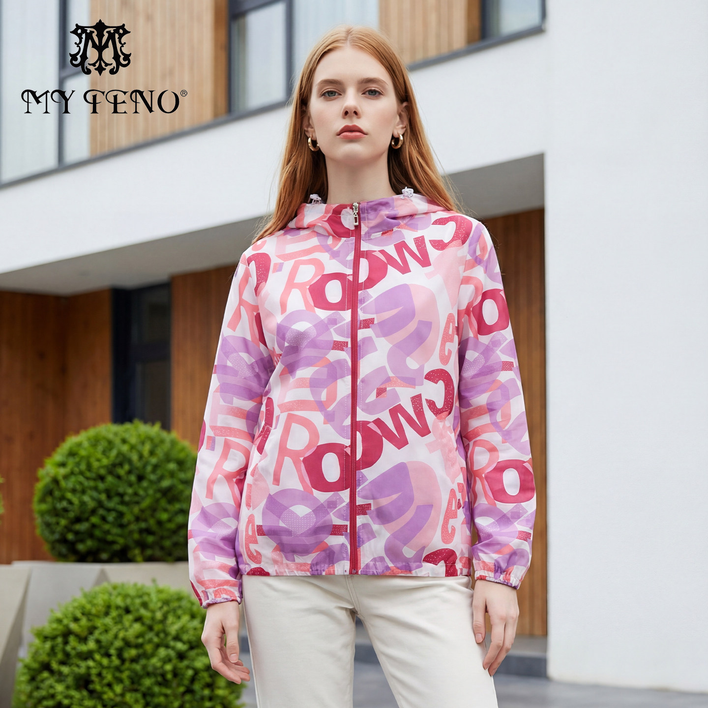 马天奴2025夏季新款多巴胺印花连帽拉链外套轻薄宽松上衣休闲时尚,女装/女士精品,短外套,淘宝优惠券,粉丝福利购,淘宝优惠卷