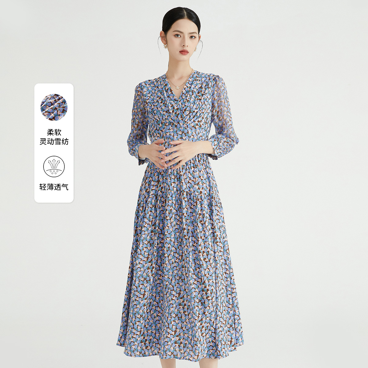 马天奴夏季新款女印花连衣裙