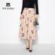 卡其印花雪纺半身裙半裙子系带长裙时尚 马天奴2025夏季 新款 百搭女