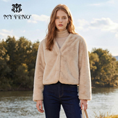 仿貂环保皮草金貂绒外套短款 马天奴女装 冬款 小个子保暖轻奢贵气