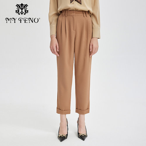 马天奴草木色九分直筒西裤