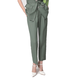 专柜正品马天奴女秋冬新款绿色职业西装西服裤长裤子通勤简约裤子