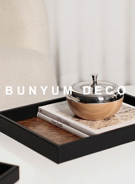 本与轻奢埃尔金方形皮革托盘摆件