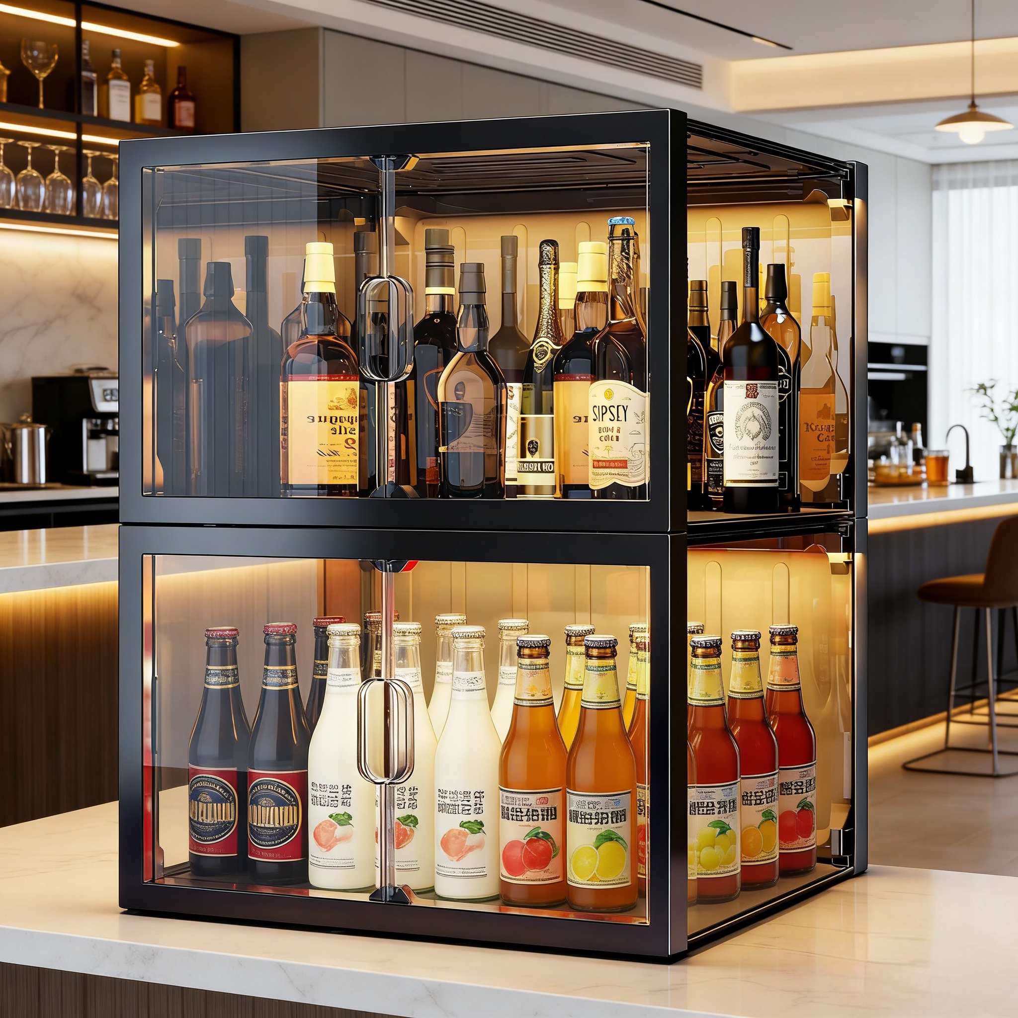 酒柜新款家用小型桌面红酒透明展示柜白酒客厅置物陈列架靠墙酒架