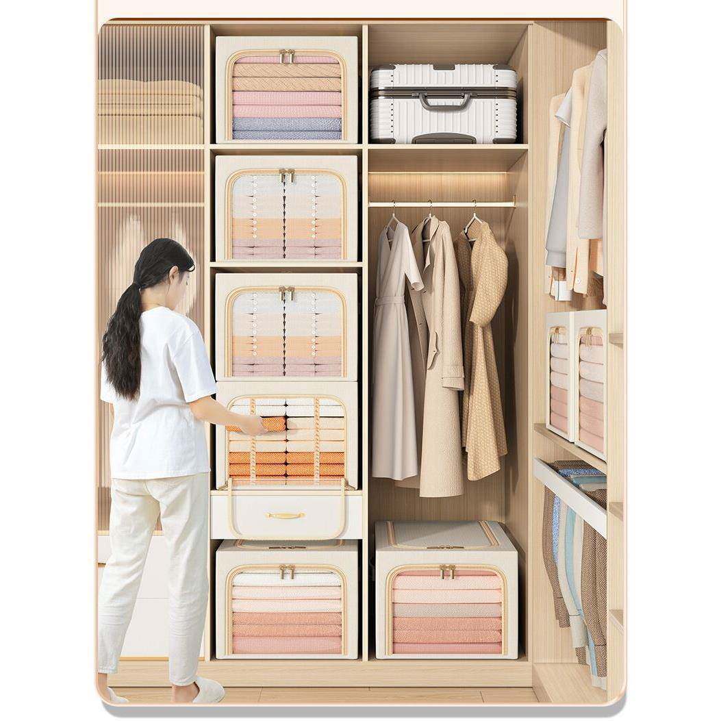 衣服收纳箱家用加厚衣物窄长整理神器布艺折叠衣柜分层储物筐盒子