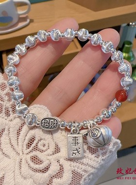 招财好运猫眼珠银手链女时尚气质