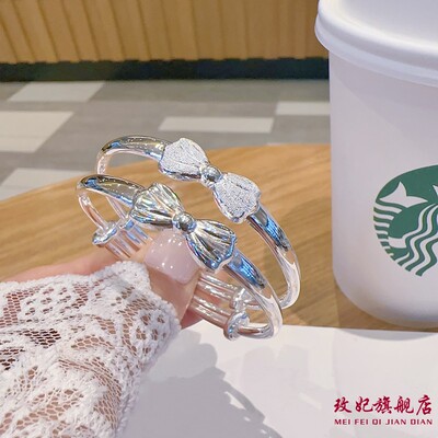 蝴蝶结纯银手镯女女甜美可爱时尚