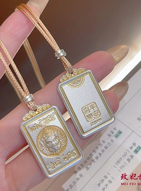 黄财神牡丹花纯银项链女简约百搭