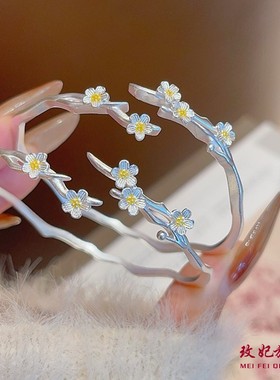 古法梅花纯银手镯女个性网红气质