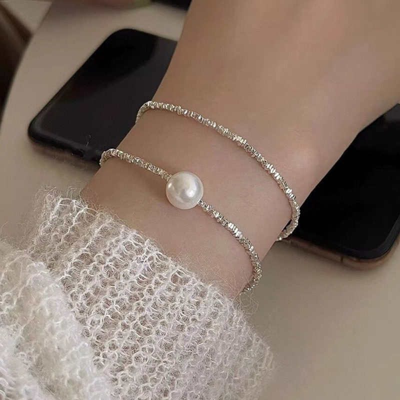 碎银珍珠纯银手链女个性时尚网红