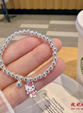 kt猫儿童纯银手链女卡通时尚可爱