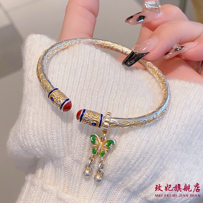 吉言蝴蝶纯银手镯女轻奢高级感