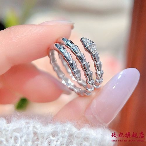 生肖灵蛇开口纯银戒指女个性时尚